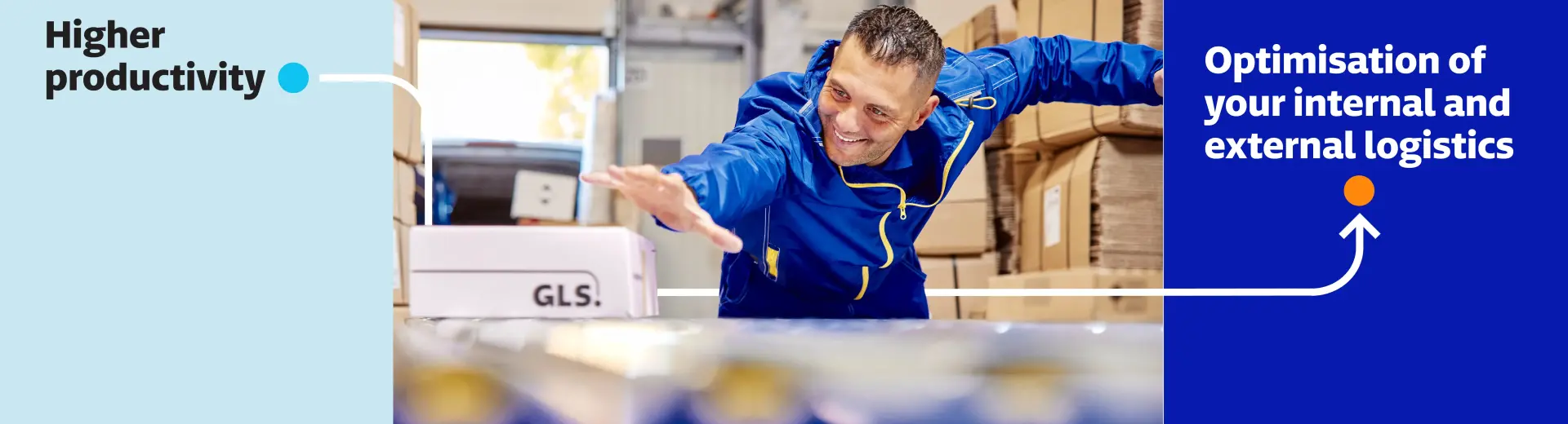 Happy man grabs a package